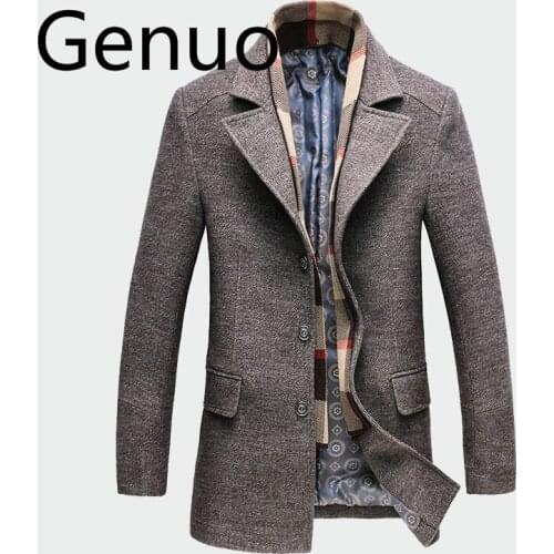 Winter Mens Casual Wool Trench Coat Fashion Business Long Thicken Slim Overcoat Jacket Male Peacoat Brand Clothes M-4XL