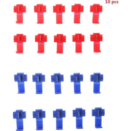 Auto 10pcs 2 Pin T Shape Wire Cable Connectors Terminals Crimp Scotch Lock Quick Splice Car Audio Kit Tool