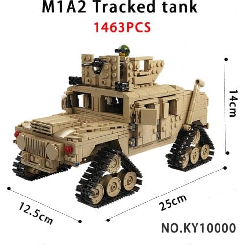 KAZI 10000 1463PCS 2-in-1 tank armored vehicle technology building block M1A2 Tracked Tank model children toy birthday boy gifts