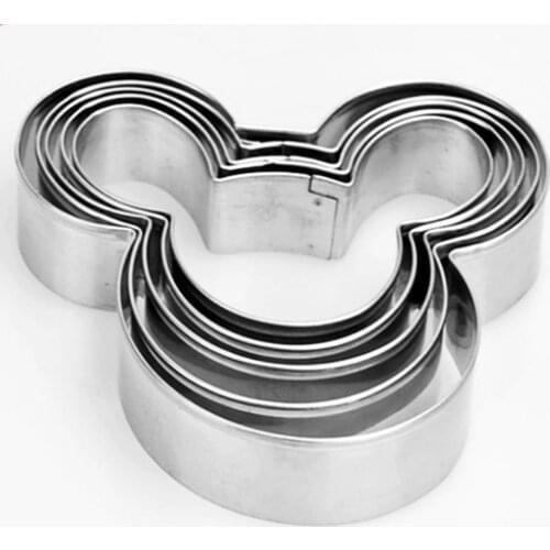 5 PCs/Set Mickey cake mold Kitchen Bakeware Baking Tools Biscuit Mickey Cookie Cutter and Cookie Stamps
