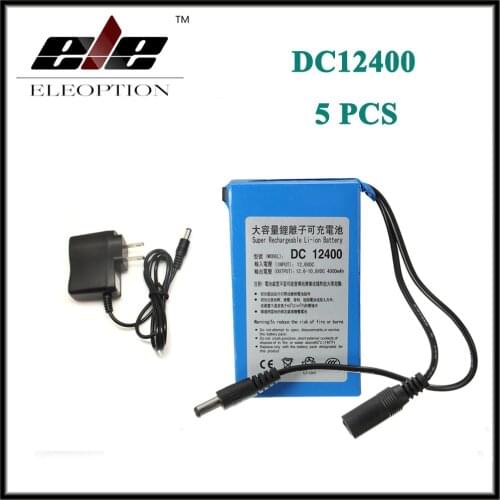 5 pcs High Quality Super Rechargeable Portable Lithium-ion Battery DC 12V 4000mAh DC12400 With US/EU Plug