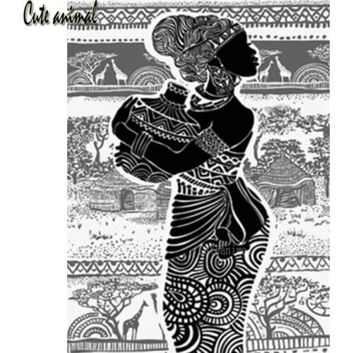 Diamond embroidery 5d DIY Diamond Painting African girl retro art Cross Stitch kit full Drill squaer round diamond mosaic sale
