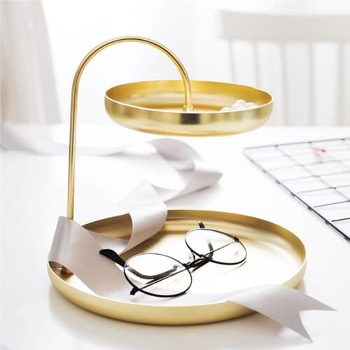 Large Jewelry Tray Double Jewelry Tray Attractive Jewelry Storage Two-Tiered Jewelry Tray Matte Brass Finish