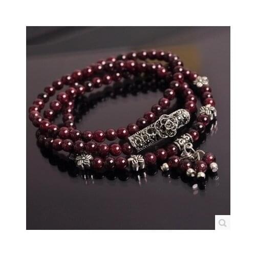 Buddha Bead Tibetan Natural Red Garnet Stone Prayer Bead Mala Buddhist Bracelet 108 Pcs For Women Satement Jewelry