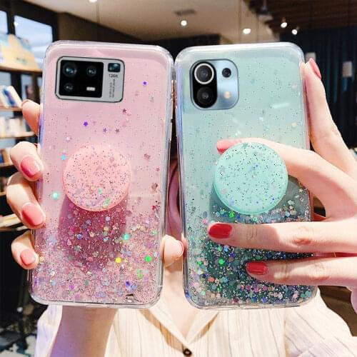 For Xiaomi Mi 11 Ultra 11 Lite Case Bling Glitter Cover for Xiaomi Mi 11 10T Pro Redmi Note 9 10 Pro 9S Holder Phone Cases Mi11