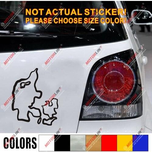 Denmark Map Outline Silhouette Decal Sticker Danish Car Vinyl no bkgrd die cut