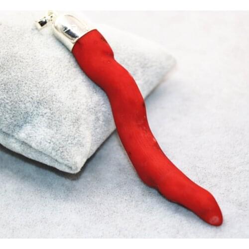 Long Stick 12*100mm Natural Red Coral Pendant for Women Diy Clothes Lucky Bless Party Gifts Jewelry Accessories B3041