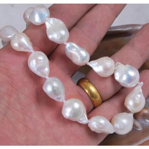 Fashion jewelry Free Shipping Long 17" 12-16mm Natural White Akoya Baroque Pearl Fashion Jewelry Necklace ^^^@^Noble style Natur