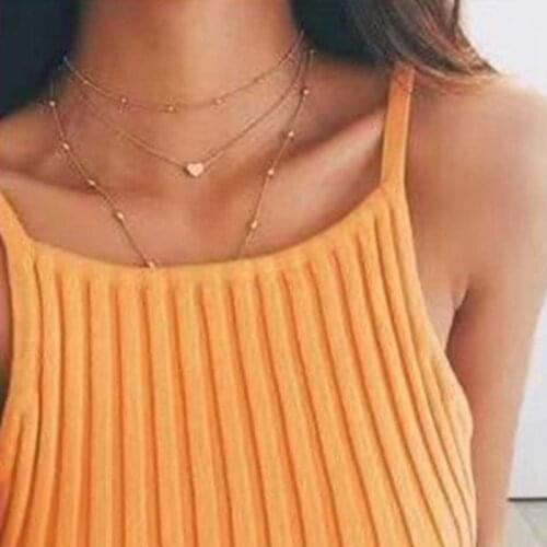 HebeDeer Heart Necklaces Jewelry Lovers Trendy Girl Yellow Gold Color Classic Necklace Multilayer Chain Women Kpop Collier