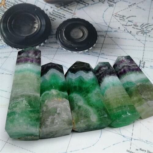 Hot Natural Crystal green fluorite Hexagonal Column Crystal Point Mineral Ornament Healing Wand Home Decor DIY Gift Decoration