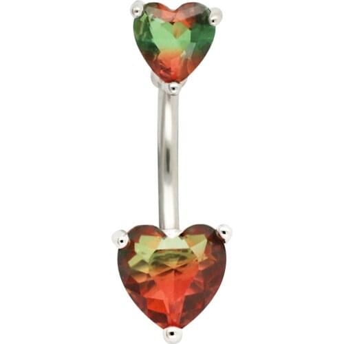 JHJT MUSI 1PC Double Heart Navel Belly Button Rings Navel Piercing Button Piercing Sexy Women Belly Dance Pircing Body Jewelry