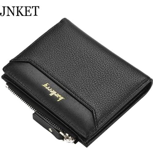 JNKET Mens Short Wallet Multi-card Wallet PU Leather Clutch Wallet Zipper Wallet Billfold Coins Purse Card Holder Notecase