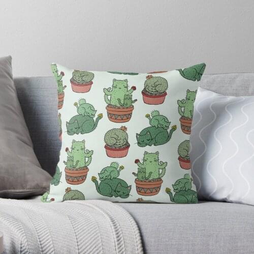 Cactus Cats Throw Pillow Cushion Cover Polyester throw pillows case on sofa home living room car seat decor 45x45cm
