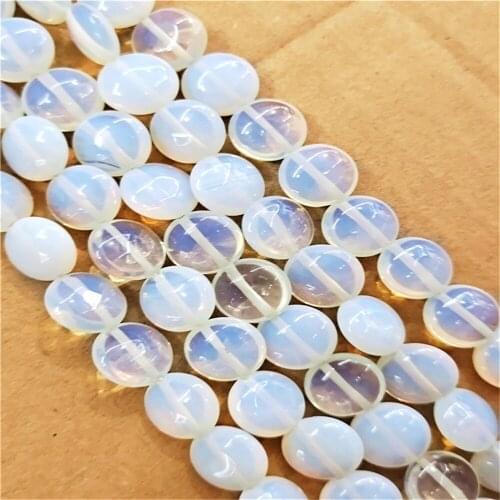 1 Strand/33pcs 12x6mm Wholesale White Opal Round Loose Beads DIY Jewelry Accessories 15.5inch S408