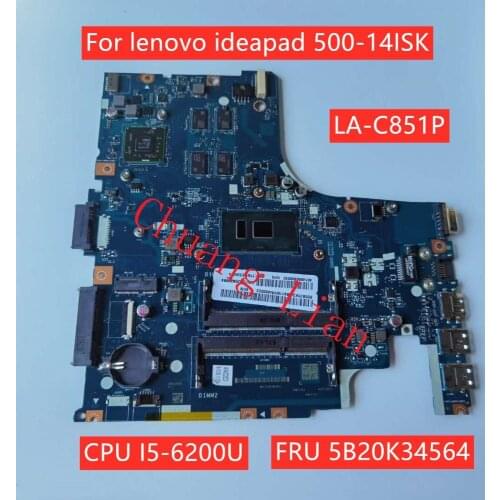 LA-C851P For lenovo ideapad 500-14ISK motherboard Mainboard with CPU I5-6200U GPU AMD DDR3 FRU 5B20K34564 100% Fully Tested