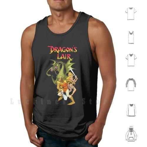 Dragons Lair tank tops vest 100% Cotton Dragon Taito Games Gamers Retro Gaming Retrogames Konami Nintendo Dirk Daphne