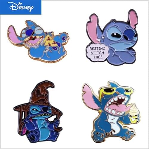Disney Stitch Pin Drag Anime Fairy Tales Brooch Lovely Metal Badge Witch Cap Wholesale Gift Clothes Lapel