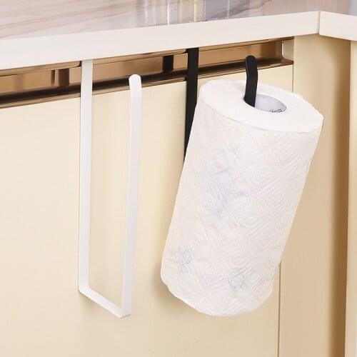 Kitchen Tissue Holder Metal Hanging Toilet Roll Paper Holder Towel Rack Kitchen Bathroom Cabinet Door Hook Holder