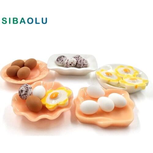 Simulation Food Breakfast Chicken Duck Eggs Miniature Figurine DIY House Accessories Doll home Decoration Simulation plastic