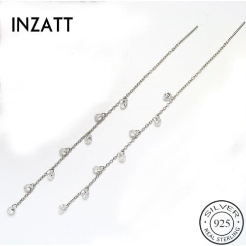 INZATT Minimalist Real 925 Sterling Silver Tassel Dangle Drop Earrings Long Ear Line Trendy For Women Jewelry Accessories Gift