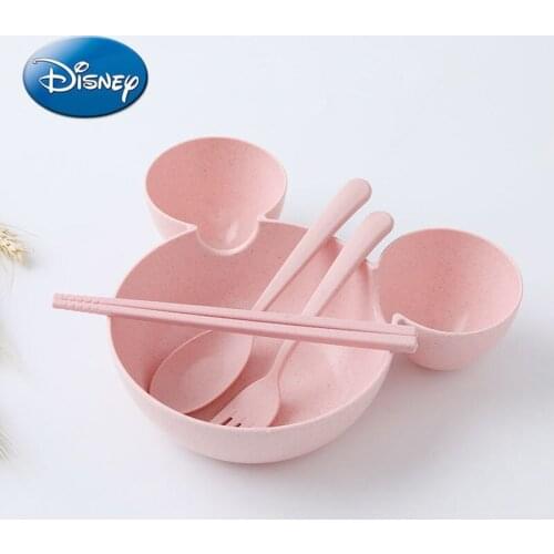 Disney Mickey Mouse Minnie Childrens Bowl Cartoon Mickey Bowl Wheat Straw Kindergarten Tableware