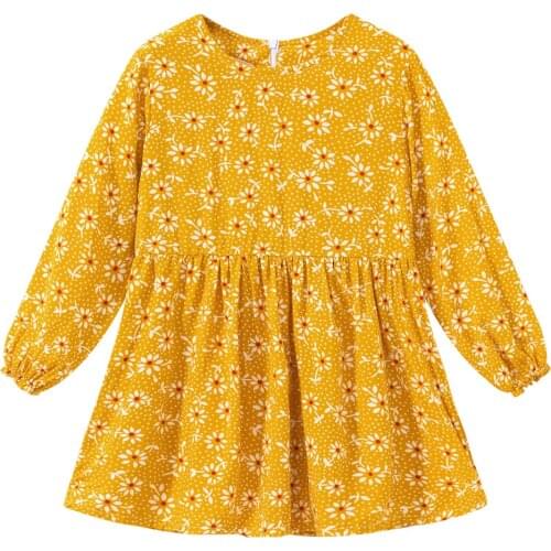 Cute Floral Long Sleeve Fall Girls Dress Bohemian Stylish Kids Outwear Childrens Clothes