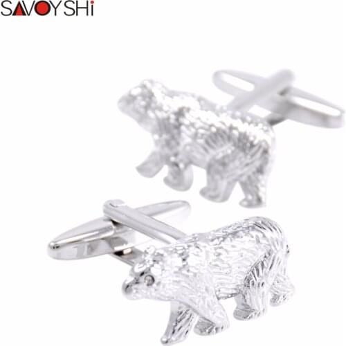 SAVOYSHI Fashion Polar Bear Cufflinks for Mens Shirt Cuff bottons High quality Brand Novelty Animal Cufflinks Men Jewelry