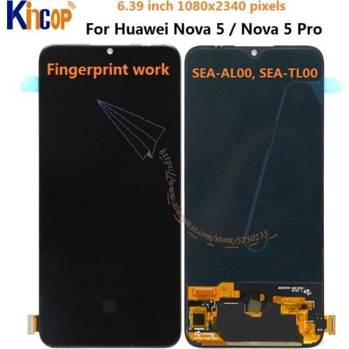 OLED LCD For Huawei Nova 5 LCD Display Touch Screen Digitizer SEA-AL00 Assembly For Huawei Nova 5 pro LCD Display SEA-AL10