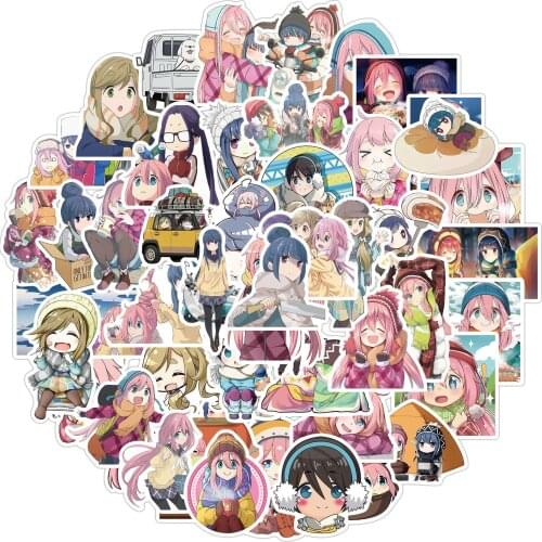 10/50pcs Anime Yuru Camp Stickers Kawaii Shima Rin&Nadeshiko Sticker Waterproof Decals Laid-Back Camp Sticker
