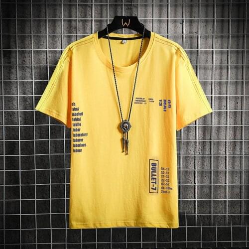 New Mens Short-Sleeved T-Shirt Mens Trendy Loose Clothes Round Neck Cotton Tide Brand Five-Point Sleeve Half-Sleeved T-Shirt