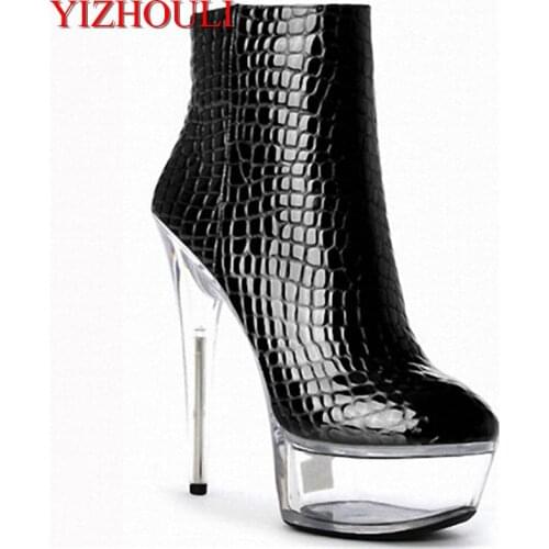 New 2018 Fashion Womens Ankle Boots 15-18 cm thick High heels Platform Winter Pumps 7 inch high heel Shoes spool boots
