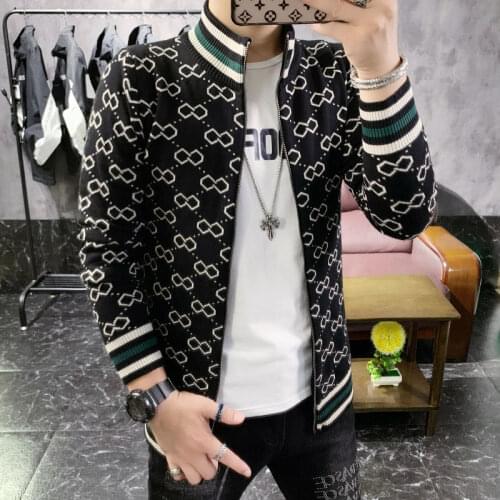 2021 new knitwear mens cardigan coat mens jacket social spirit boy British fashion spring and autumn sweater mens wear 3XL
