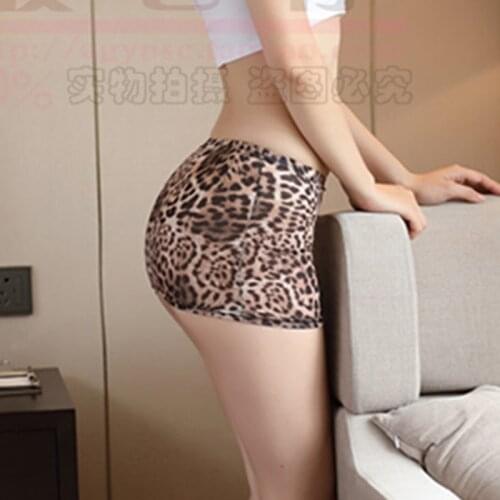 New Sexy Women Ice Silk Leopard Micro Mini Skirt Tight Pencil Skirts Transparent Skirt Night Club Skirt Fantasy Erotic Wear FX16