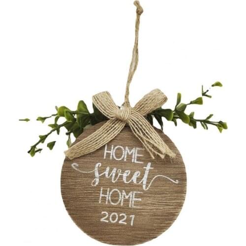 2021 New Home Wreath Hanging Design Pendants Festival Decor Fake Leaf Bow-knot Vintage Style Wooden Door Wreath for Home