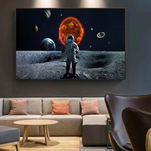 The vast Space spaceship Wall Art Canvas Painting modern Art Poster Print Horizontal Picture for Living Room bedroom Decor