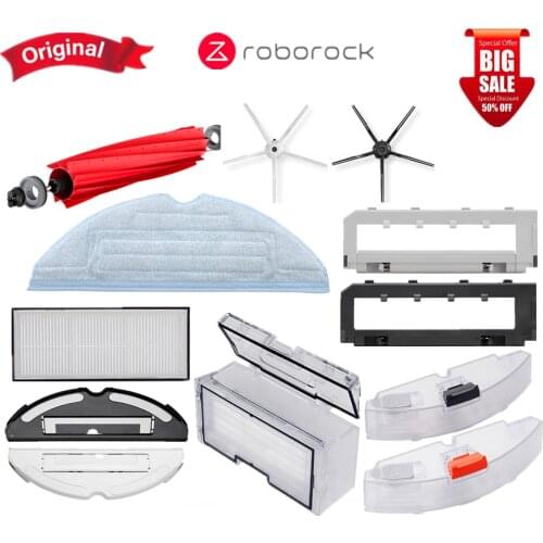 Original Roborock Vacuum Sweeping Robot S7 S75 Filter Mesh Rolling Brush Side Brush Mop Dust Bag Dust Box Accessories