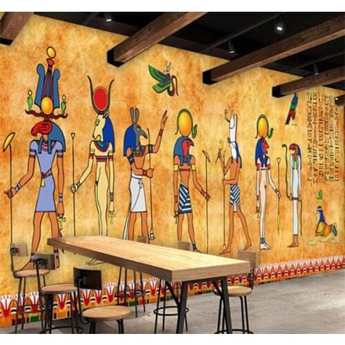 Custom 3D Photo Wallpaper Vintage Egyptian Murals Bar Restaurant Background Home Decorative Wall Painting Mural Wallpaper Art