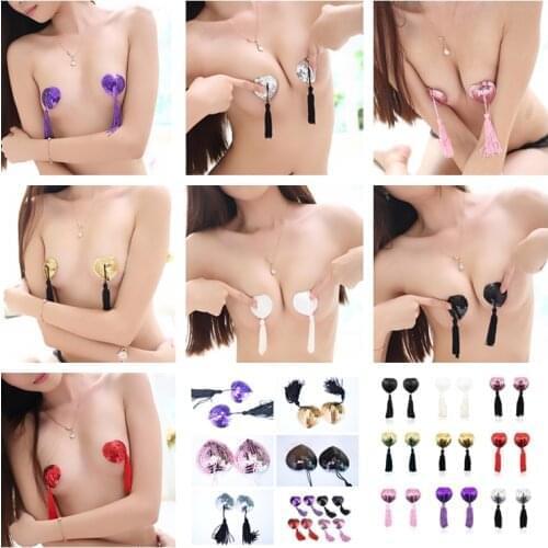 Sexy Sequin Nipple Covers Pasties Stickers Breast Bra Heart Shape Nipple Stickers Chest Pasties Cover Sexy Toys For Women