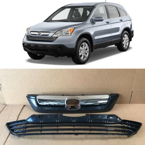 For Honda CRV CR-V 2007 2008 2009 ABS Front Upper Lower Bumper Grill Grille Replacement 2pcs