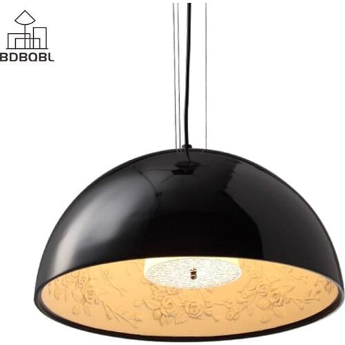 BDBQBL Modern LED Metal Pendant Lamp 110/220V Bowl Shape Flower Painting Pendant Lights Dinning Room Bedroom E27 Hanging Lamp