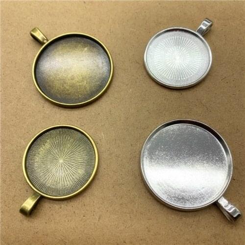 5pcs/lot 25mm/30mm Glass Cabochon Copper Material Cameo Base Setting DIY Pendant Bracelet Accessory
