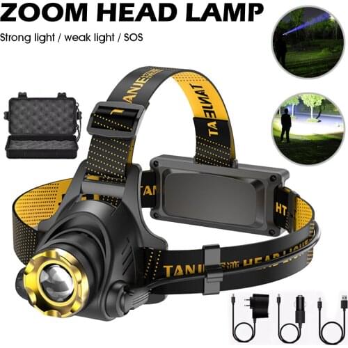 Led Headlamp T6 Waterproof Headlight Head Torch Flashlight Built-in 1200mA Lithium Battery Headlamp light for Fishing Hunting