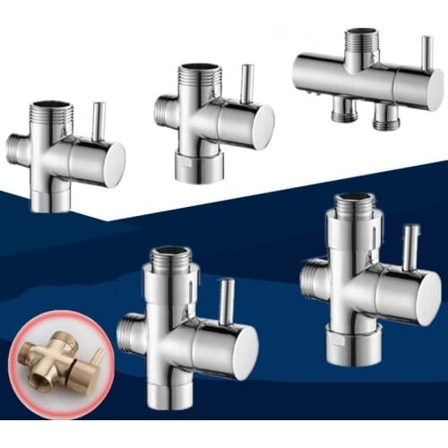 Shower Diverter 3/4" 1/2" T-adapter for Valve Mixer Rigid Riser, Chrome polished Faucet Tee Connector Shattaf Valve Brass Made