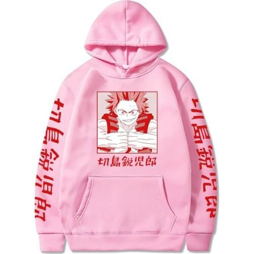 Cosplay Harajuku Anime My Hero Academia Hoodies Anime Kirishima Eijirou Printed Mens Hoodie Casual Women Men Sweatshirts