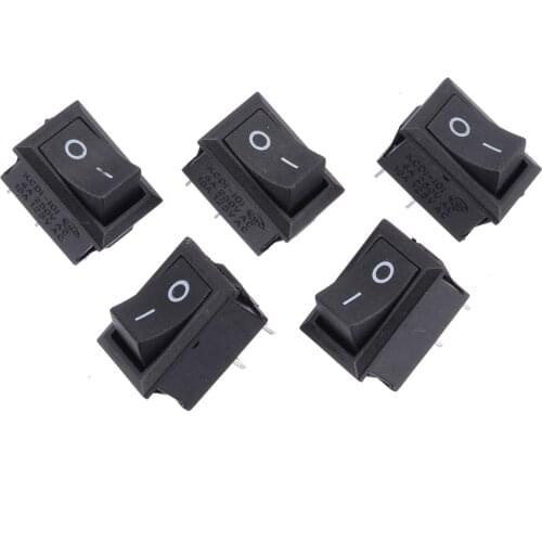5pcs 2 Pin SPST On/Off Rocker Switch AC 250V/6A 125V/10A For TV Computer Phone Boat Car Rocker Switch Black