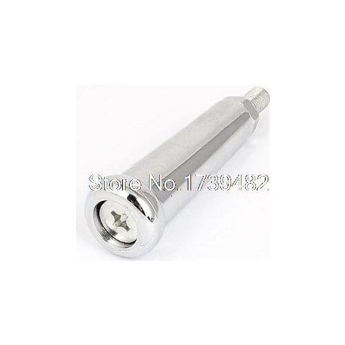 Universal 10mm M10 Male Thread Metal Revolving Handle Grip Silver Tone