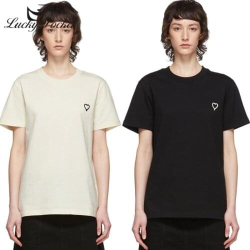 Women Summer White Embroidery Cotton T-Shirt Female O-Neck Tee Ladies Brand High-Quality Casual Tops Fashion Black TShirts ZM33