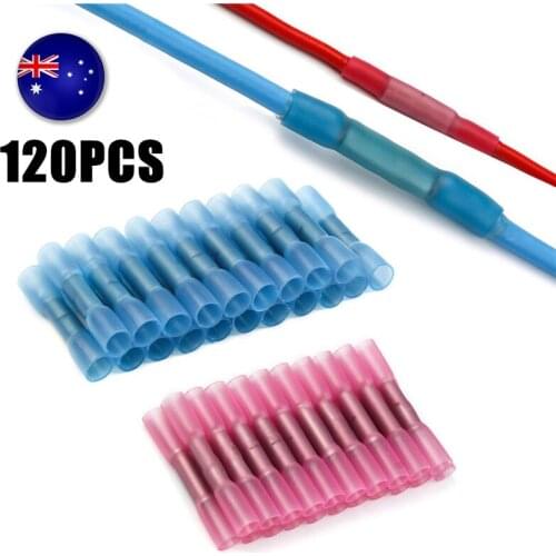 120PCS Waterproof Heat Shrink Butt Connectors Insulated Crimping Terminals Electrical Splice Wire Cable Crimp Connector Red Blue