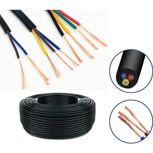 20 AWG 0.5MM2 RVV 2/3/4/5 Cores Copper Wire Conductor Electric RVV Cable Black soft sheathed wire