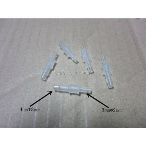 20pcs/lot Plastic ink tube connector Eco solvent printer tube connector 4X3mm to 3X2mm Mutoh Roland Mimaki ink tube connectors